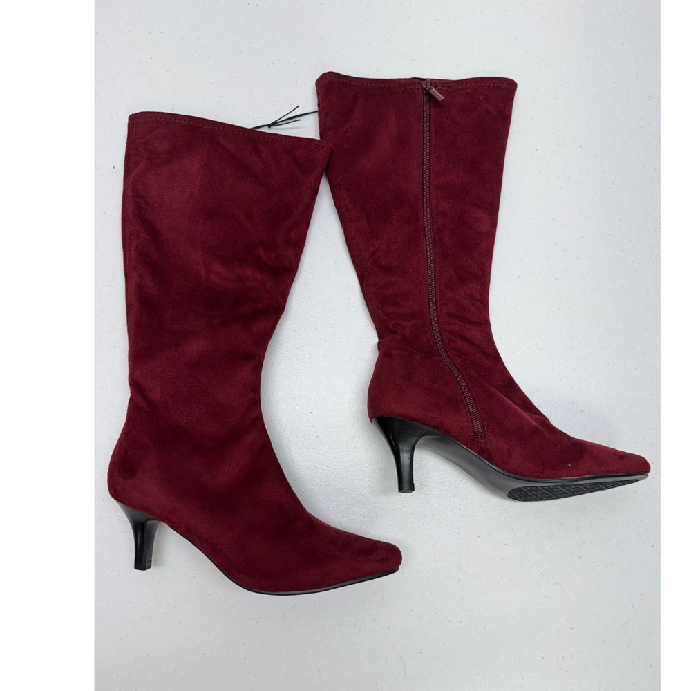 Impo Boots Women 5.5 Burgundy Noland Stretch Kitten Heel Pointed Toe